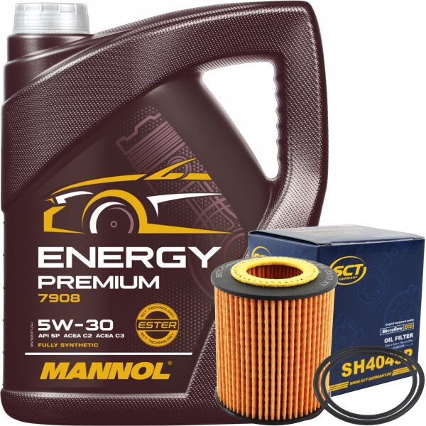 SCT Filter, Ölfilter + Mannol Energy Premium 5W-30, 5 Liter