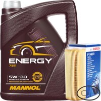 Bosch Ölfilter + Mannol 5W-30 ENERGY 5 Liter