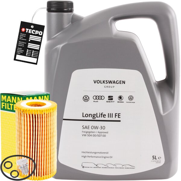 Mann Ölfilter + VAG Original 0W-30 Motoröl LongLife III 3 FE, 5 Liter