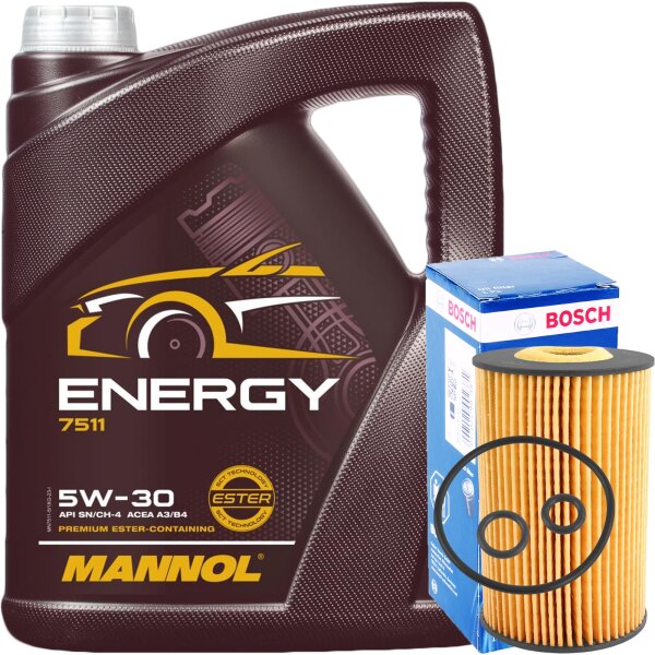 Bosch Ölfilter + Mannol 5W-30 ENERGY 5 Liter