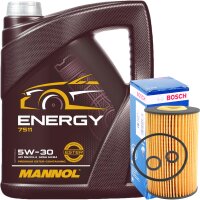 Bosch Ölfilter + Mannol 5W-30 ENERGY 5 Liter