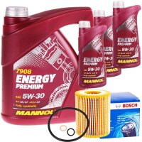 Bosch Ölfilter1457429269 + 8 L Mannol Energy Premium 5W-30, Longlife-04