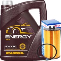 Bosch Ölfilter + Mannol Energy 5W-30, 5 Liter