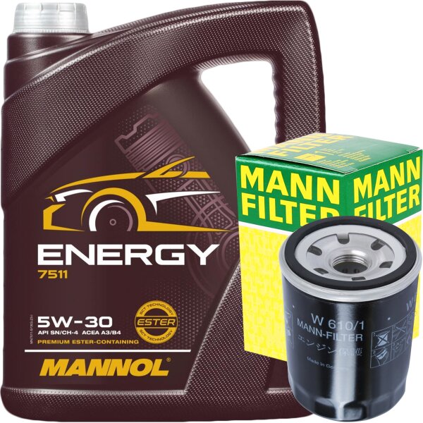 MANN-FILTER Ölfilter + Mannol 5W-30 ENERGY 5 Liter