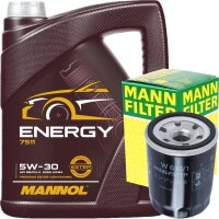 MANN-FILTER Ölfilter + Mannol 5W-30 ENERGY 5 Liter