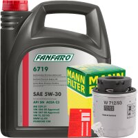 MANN-FILTER Ölfilter + FANFARO 6719 5W-30, 5 Liter