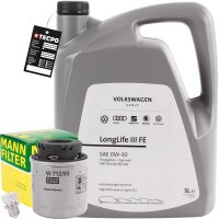MANN-FILTER Ölfilter + Schraube + OE VAG 0W-30, 5 Liter