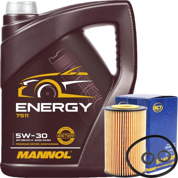 SCT Germany Ölfilter + Mannol 5W-30 ENERGY 5 Liter