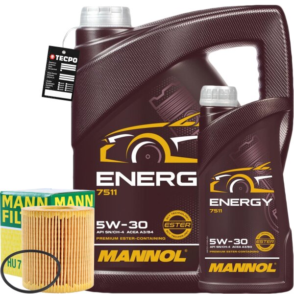 Mann-Filter Ölfilter + 6 Liter Mannol Motoröl 5W-30