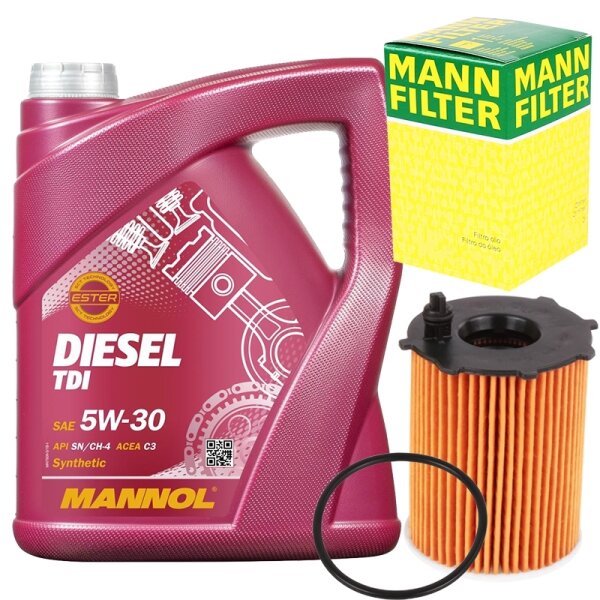 Mann Ölfilter + 5 Liter Mannol TDI Diesel Motoröl, 5w30