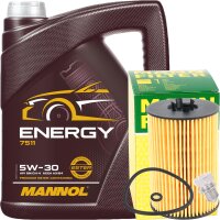 MANN-FILTER Ölfilter + MANNOL 5W-30 ENERGY, 5L