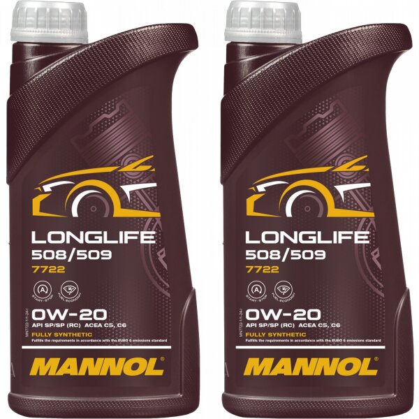 2x MANNOL Longlife 508/509 0W-20, 1L