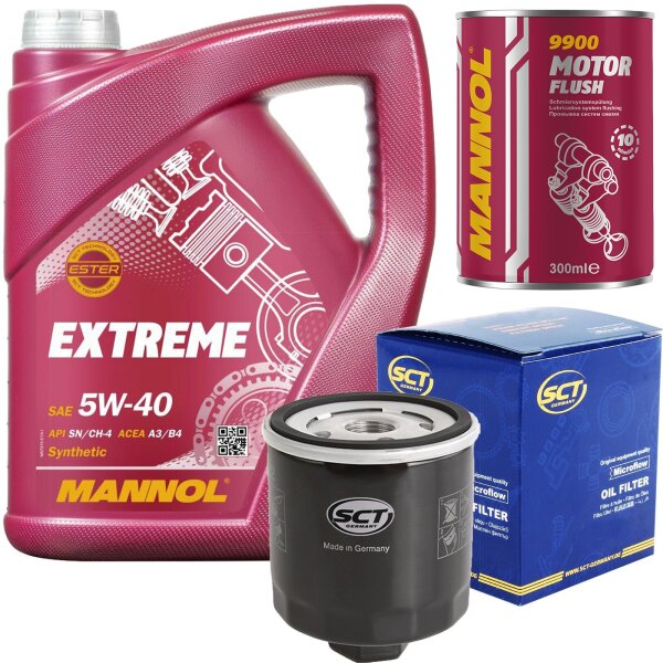 SCT Ölfilter + MANNOL Extreme 5W-40 + Motor Flush