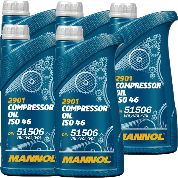 5x MANNOL Kompressor Oil ISO 46, 1L