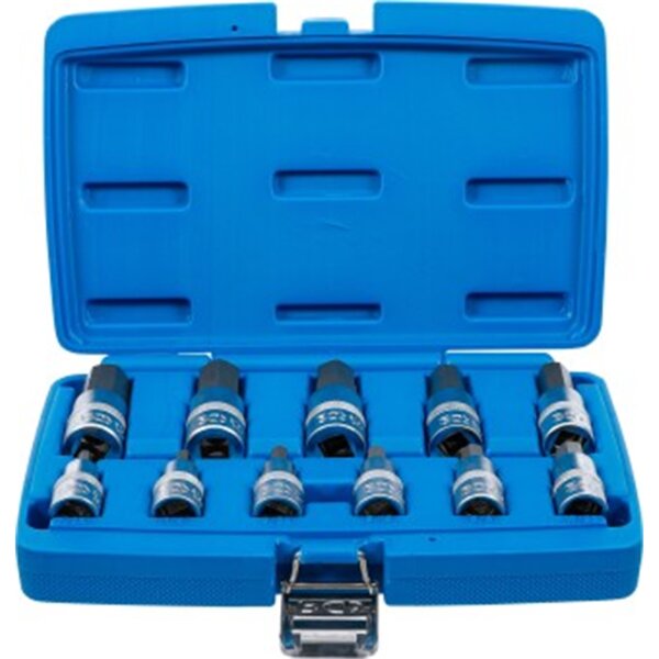 BGS Bit-Einsatz-Satz | Antrieb Innenvierkant 12,5 mm (1/2") | Innensechskant 7/32" - 13/16" | Zollgrößen | 11-tlg.