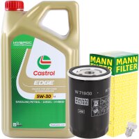 MANN-FILTER Ölfilter + CASTROL 5W-30 EDGE TITANIUM, 5L