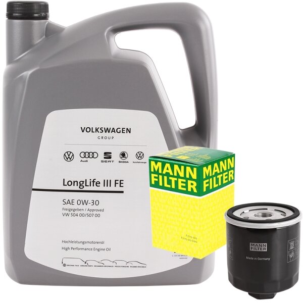MANN-FILTER Ölfilter + VAG Original 0W-30 Motoröl LongLife III 3 FE, 5L