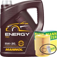 Mann-Filter Ölfilter + Mannol 5W-30 ENERGY, 5 Liter
