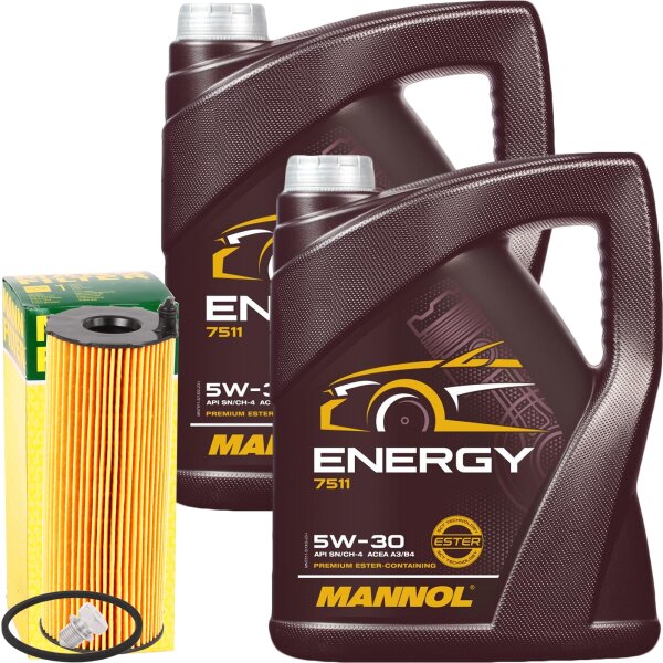MANN ÖLFILTER + 5W-30 MANNOL ENERGY MOTORÖL 10L AUDI A4 B7 8 A6 C6 TOUAREG 7L