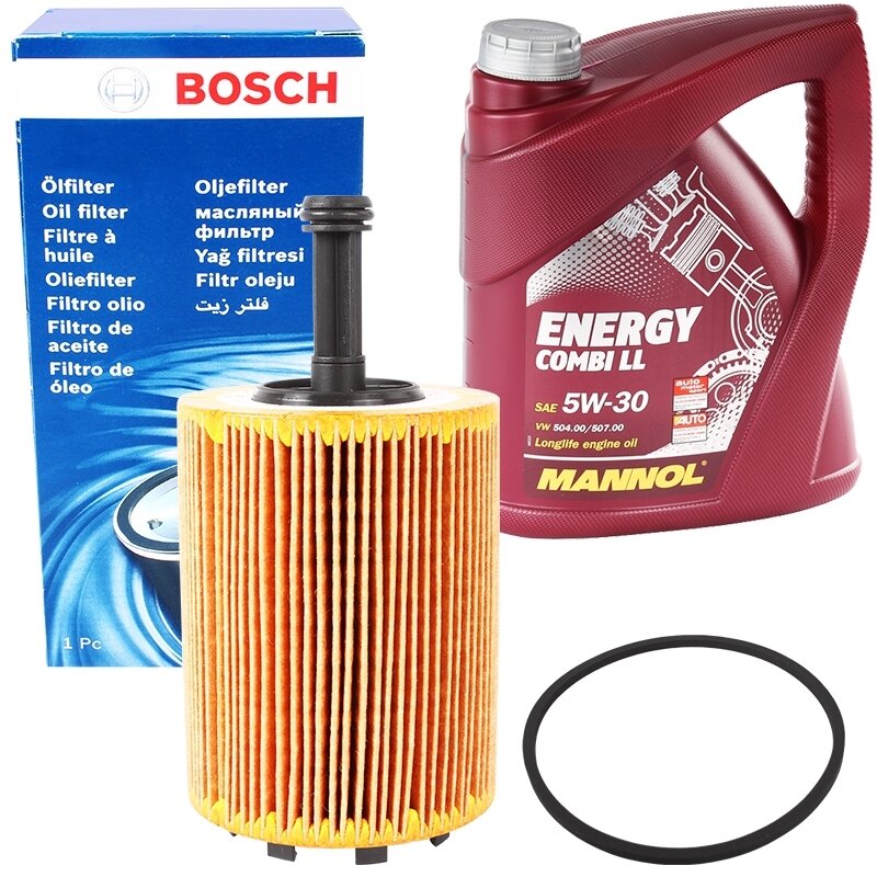 BOSCH Ölfilter Set Komplett-Servicepaket Mit 7L MANNOL Motoröl 5W-30, Ölfilter & Verschlussschraube Mannol 5w30 Longlife