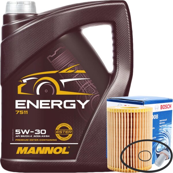 Bosch Ölfilter + Mannol 5W-30 ENERGY 5 Liter