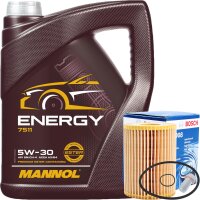Bosch Ölfilter + Mannol 5W-30 ENERGY 5 Liter