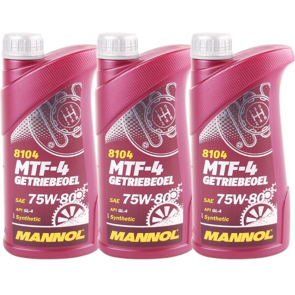 3x MANNOL MTF-4 Getriebeoel 75W-80 API GL-4, 1L
