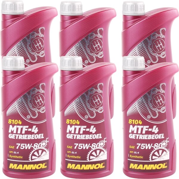 6x MANNOL MTF-4 Getriebeoel 75W-80 API GL-4, 1L