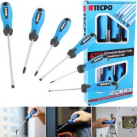TECPO LED Akku Handlampe 300 Lumen + Schraubendreher-Satz, 6-teilig