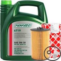 FEBI BILSTEIN Ölfilter + Schraube + FANFARO 5W-30 VW...