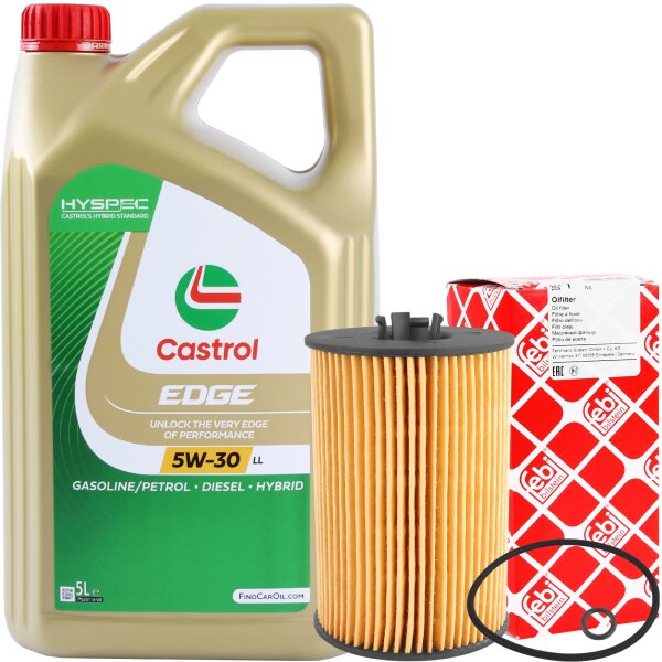 FEBI BILSTEIN Ölfilter + CASTROL 5W-30 EDGE TITANIUM FST, 5 Liter