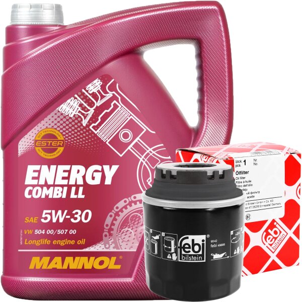 FEBI BILSTEIN Ölfilter + MANNOL Energy Combi LL 5W-30, 4 Liter