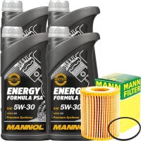 MANN-FILTER Ölfilter + MANNOL Energy Formula PSA 5W-30, 4 Liter