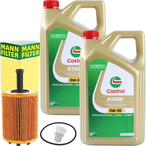 MANN-FILTER Ölfilter + CASTROL 5W-30 LL EDGE TITANIUM, 2x5L