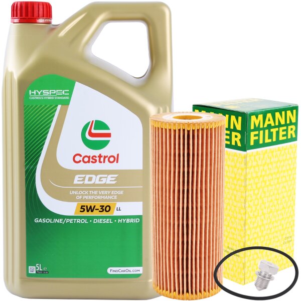 MANN-FILTER Ölfilter + CASTROL 5W-30 EDGE TITANIUM, 5L