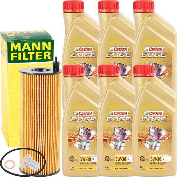 MANN-FILTER Ölfilter + CASTROL EDGE M 5W-30, 6x1L