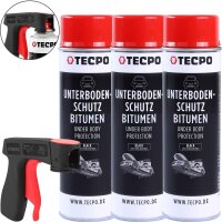 3x TECPO Unterbodenschutz Bitumen schwarz, 500 ml +...