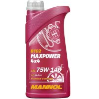 8x MANNOL MAXPOWER 4x4 SAE 75W-140 API GL, 1L