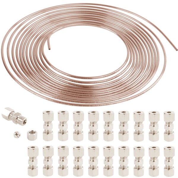 Bremsleitung - Kupfer-Nickel - 4.75, 10m +   20x Verbinder für 4.75 mm 3/16 Bremsleitung