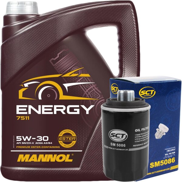 SCT GERMANY Ölfilter + Mannol 5W-30 ENERGY, 5 Liter