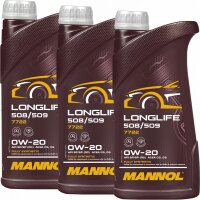 3x MANNOL Longlife 508/509 0W-20, 1L