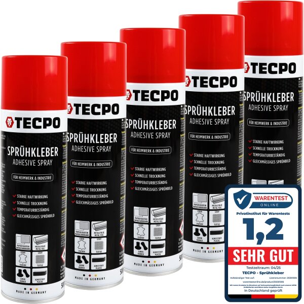 5x TECPO Sprühkleber Hochtemperatur Industriekleber, 500 ml