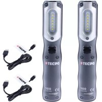 2x TECPO LED Akku Handlampe 300 Lumen + USB Kabel