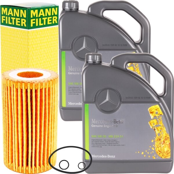 MANN-FILTER Ölfilter + 5W-30 Mercedes Benz Motoröl MB 229.51, 2x5 Liter