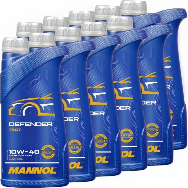 10x MANNOL Defender 10W-40 API SN, 1L