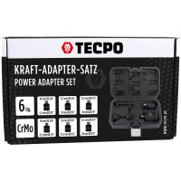 TECPO Kraft-Adapter Set 6-tlg. aus Chrom-Molybdän-Stahl mit Haltekugel, Antriebsgrößen 1/4"–3/4", hohe Belastbarkeit