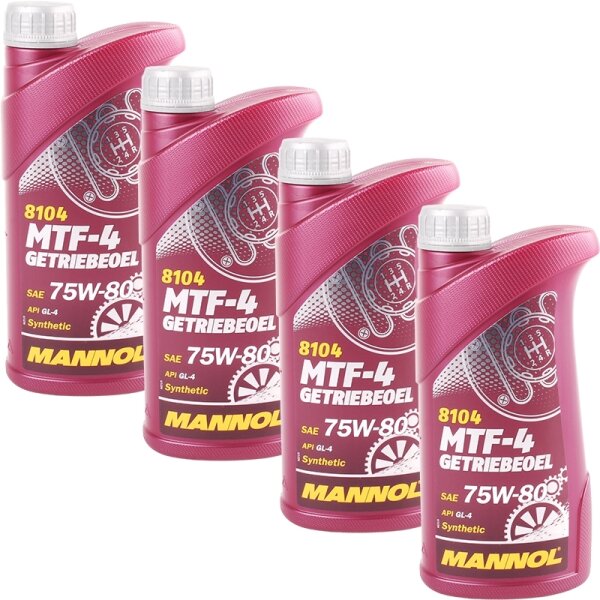 4x MANNOL MTF-4 Getriebeoel 75W-80 API GL-4, 1L