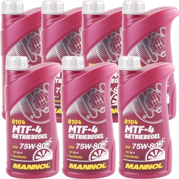 7x MANNOL MTF-4 Getriebeoel 75W-80 API GL-4, 1L