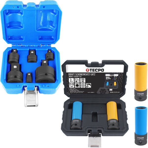 TECPO Kraft-Adapter Satz, 6-tlg. + Kraft-Schoneinsatz-Satz, SW 17 mm und 19 mm