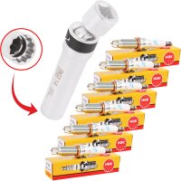 6x NGK Zündkerze + Zündkerzen-Gelenkeinsatz 14...